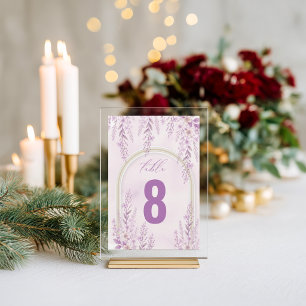 Elegant Soft Blush Lavender Wedding Table Number