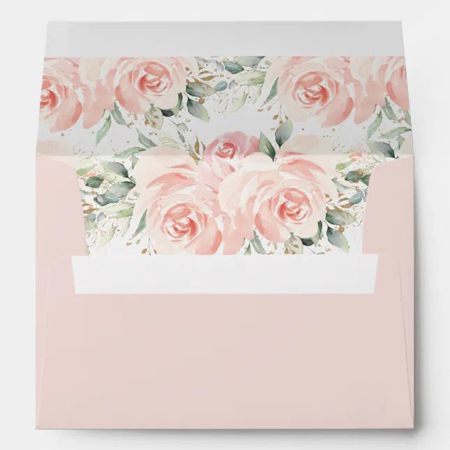 Elegant Soft Blush Pink Floral 5x7 Card Wedding A7 Envelope | Zazzle