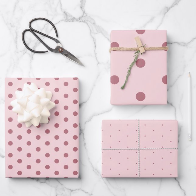 Elegant Soft Blush Polka Dot Gift Wrapping Paper (Front)