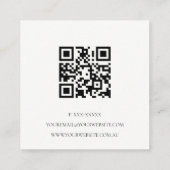 Elegant Soft Blush Rose Gold Agate Marble QR Code Square Business Card (Back)
