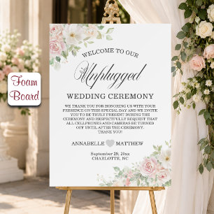 Elegant Soft Blush Roses Unplugged Wedding Foam Board