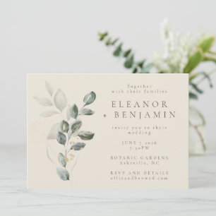 Elegant Soft Botanical Eucalyptus Minimal Wedding  Invitation