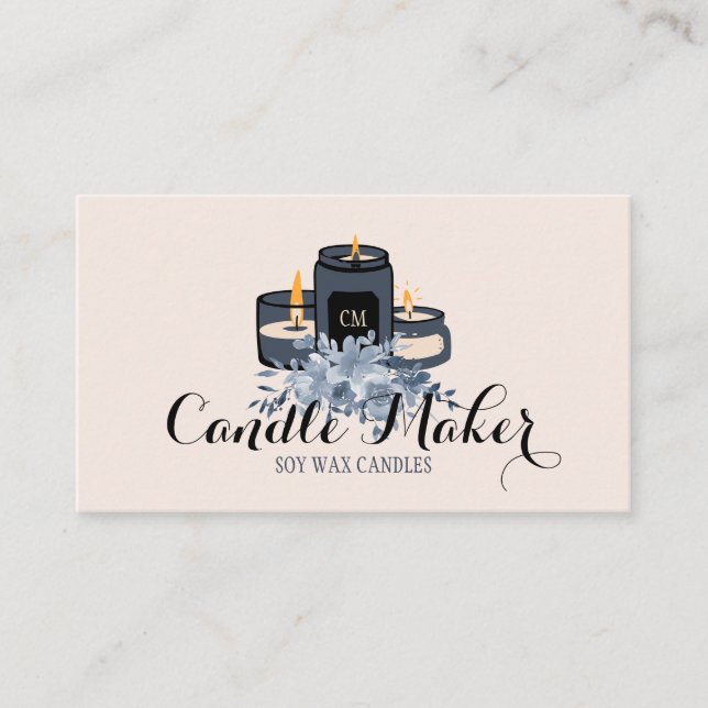 Elegant Soft Candle Soy Wax Homemade navy Business Card (Front)