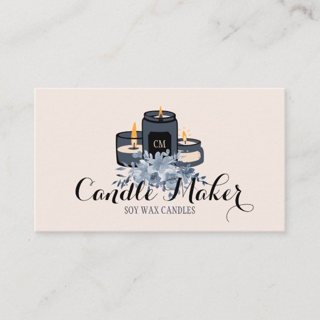 Elegant Soft Candle Soy Wax Homemade navy Business Card