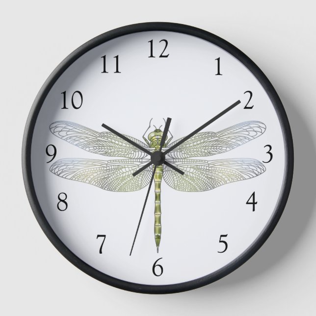 Elegant soft Dragonfly line drawing  Clock (Front)