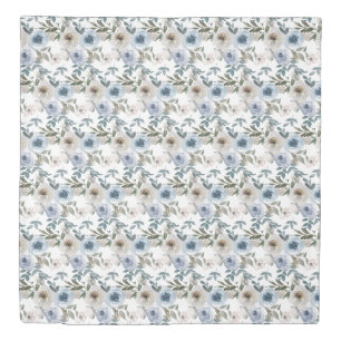 Elegant Soft Dusty Blue Watercolor Florals for Duvet Cover