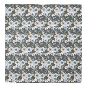 Elegant Soft Dusty Blue Watercolor Florals for Duvet Cover