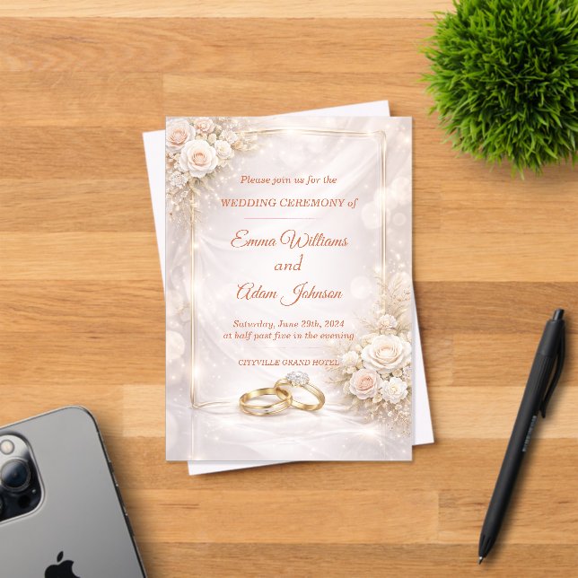 Elegant Soft Floral Wedding Invitation (Insitu (Invitation Card))