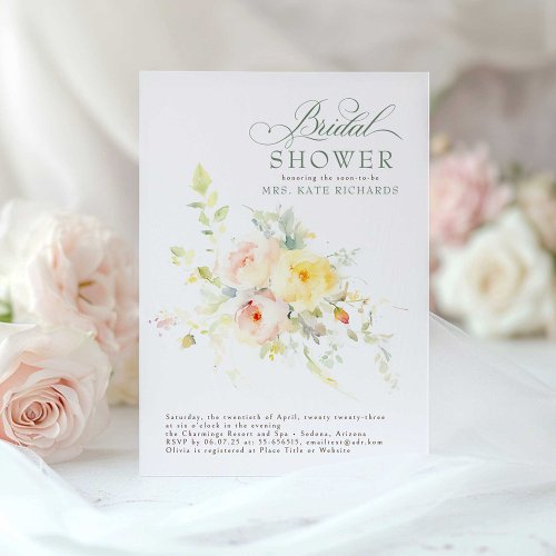 Elegant Soft Flowers Boho Bridal Shower Invitation