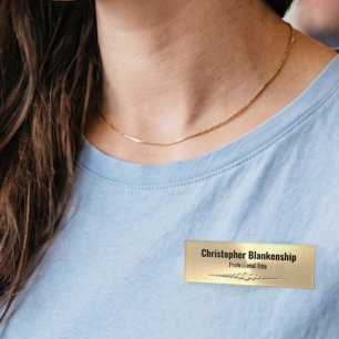 Elegant Soft Gold Detail Art Personalized Name Tag