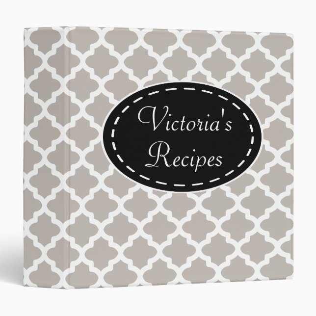 Elegant Soft Gray Recipe Binder (Front/Spine)