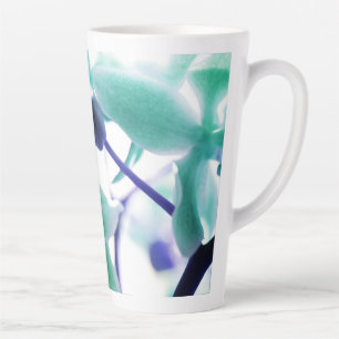 Elegant Soft Green Blue Orchid Print Latte Mug
