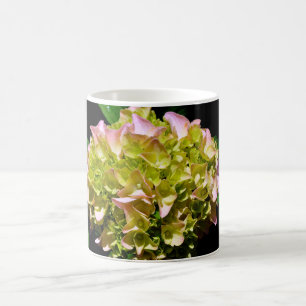 Elegant soft green pink floral hydrangeas coffee mug