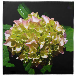 Elegant soft green pink floral hydrangeas napkin