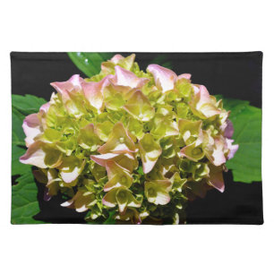 Elegant soft green pink floral hydrangeas placemat