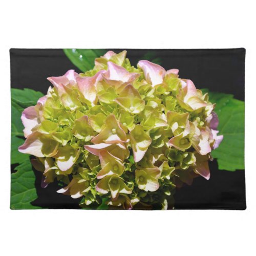 Elegant soft green pink floral hydrangeas placemat