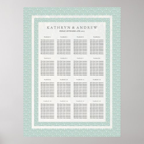 Elegant Soft Green Seigaiha Wedding Seating Chart