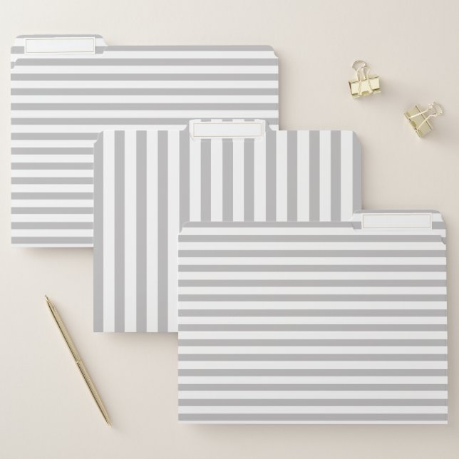 Elegant Soft Grey Striped File Folder (Set)