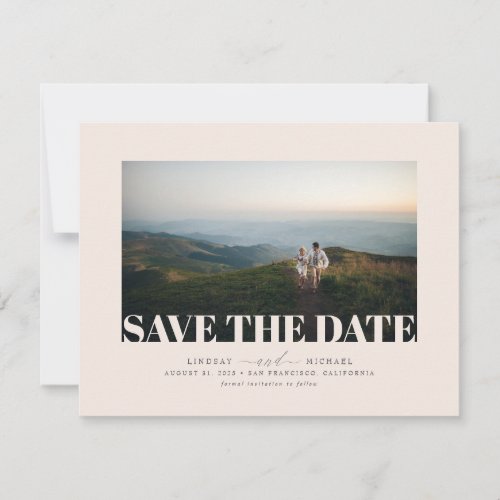 Elegant Soft Ivory Brown Color Save the Date Photo