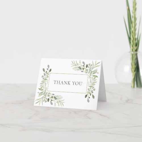 Elegant Soft Leaves Greenery Folded Thank You Card