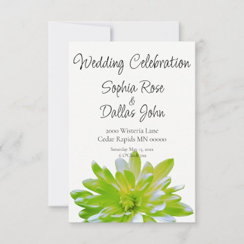 Elegant soft light green floral daisy wedding invitation