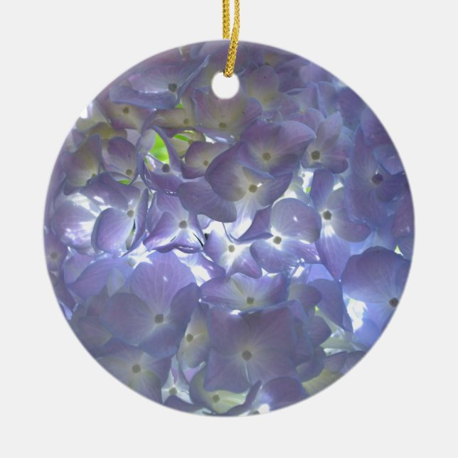 Elegant soft light purple floral purple hydrangeas ceramic ornament (Front)