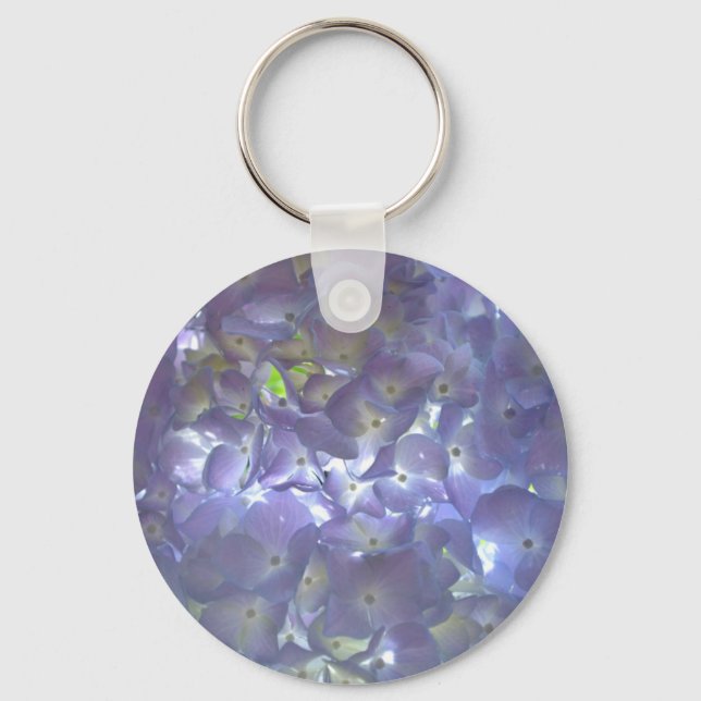 Elegant soft light purple floral purple hydrangeas keychain (Front)