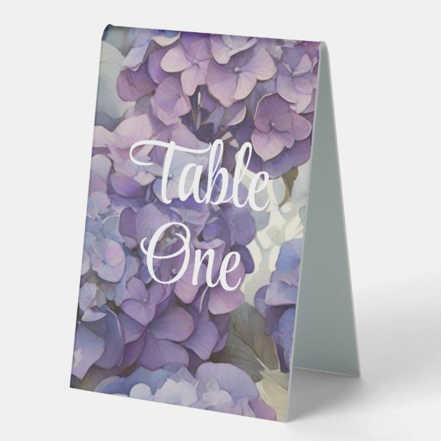 elegant soft light purple floral table tent (Front)