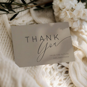 Elegant Soft Mocha Bridal Shower Thank You Card