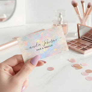 Elegant Soft Opal Makeup & Hairstyling Business Card
