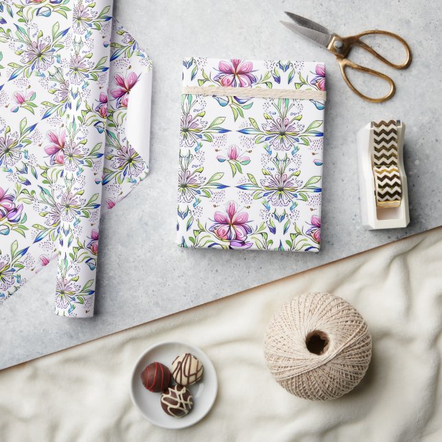Elegant Soft Orchid Floral Pattern - Stylish  Wrapping Paper (Crafts)