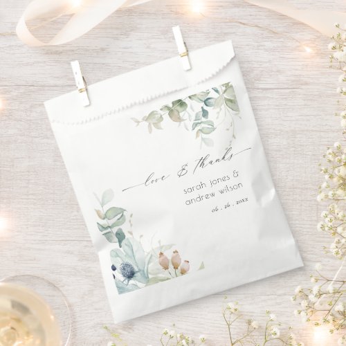 Elegant Soft Pastel Blue Green Foliage Wedding  Favor Bag