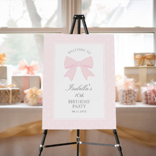 Elegant Soft Pastel Pink Bow Girl Birthday Welcome Foam Board