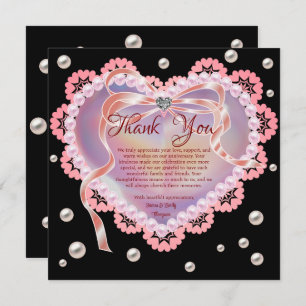 Elegant Soft Pastel Pink Heart Wedding Anniversary Thank You Card