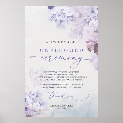 Elegant soft pastel purple boho unplugged ceremony poster