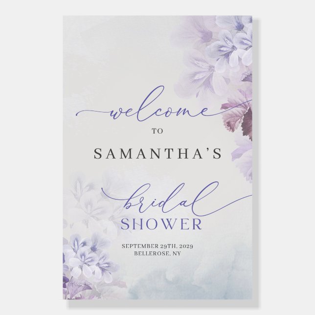 Elegant soft pastel purple lilac bridal shower foam board (Front)