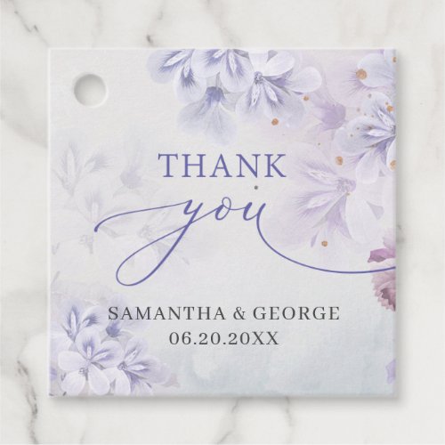 Elegant soft pastel purple spring flowers wedding favor tags