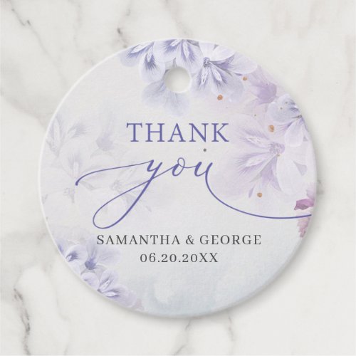 Elegant soft pastel purple spring flowers wedding  favor tags
