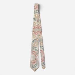 Elegant Soft Pastel Rose  Neck Tie
