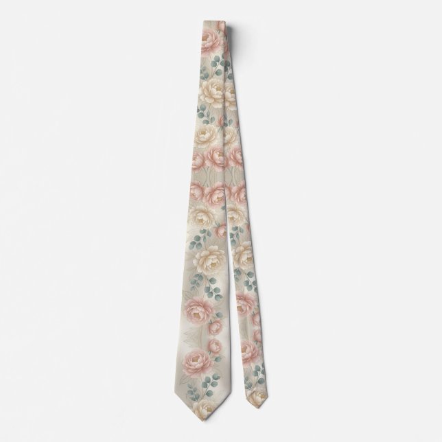 Elegant Soft Pastel Rose  Neck Tie (Front)