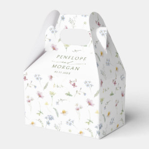 Elegant Soft Pastel Wildflower Botanical Wedding Favor Boxes