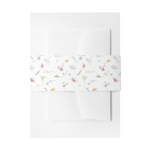 Elegant Soft Pastel Wildflower Botanical Wedding Invitation Belly Band