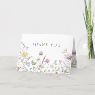 Elegant Soft Pastel Wildflower Botanical Wedding Letterpress Thank You Card