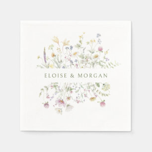 Elegant Soft Pastel Wildflower Botanical Wedding Napkins