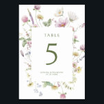 Elegant Soft Pastel Wildflower Botanical Wedding Table Number<br><div class="desc">Elegant  wedding table number featuring a beautiful watercolor wildflower frame in soft pastels. Perfect for a romantic,  nature-inspired celebration or garden-themed wedding. For customization or additional products featuring this design,  please feel free to contact me.</div>