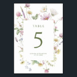 Elegant Soft Pastel Wildflower Botanical Wedding Table Number<br><div class="desc">Elegant  wedding table number featuring a beautiful watercolor wildflower frame in soft pastels. Perfect for a romantic,  nature-inspired celebration or garden-themed wedding. For customization or additional products featuring this design,  please feel free to contact me.</div>