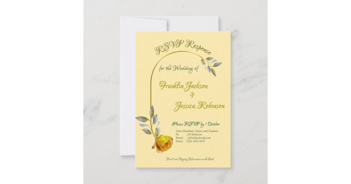 Elegant soft peace rose butter yellow oval Wedding RSVP Card | Zazzle