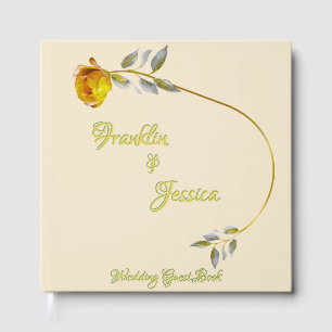 Elegant soft peace rose green & gold oval Wedding Foil Guest Book