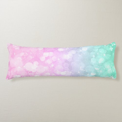 Elegant Soft Pin  Green Bokeh Glitter Body Pillow