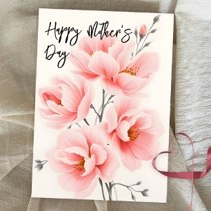 Elegant Soft Pink Blossoms Mother's Day Holiday Card